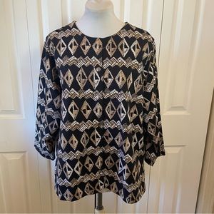 Studio Works Tribal Aztec Print Snap Front Top NWOT sz 1X